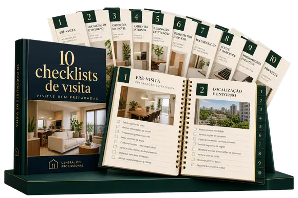 Mockup transparente do bônus com 10 checklists de visita